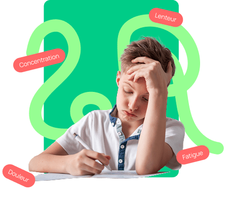 Adolescent avec des difficultés à écrire